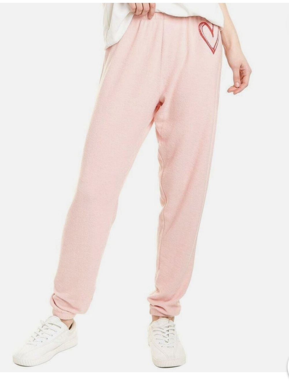 Wildfox Sketchy Heart Knox Silver Pink Jogger Pants Large New